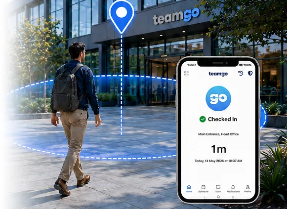 Geofencing employee attendance system with automatic mobile check-ins and real-time staff tracking