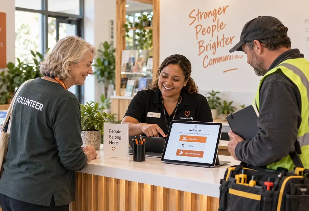 Manage volunteers, visitors and service providers