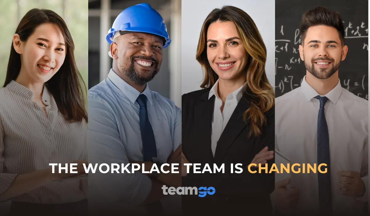 Modern workplace team including employees, contractors and service providers